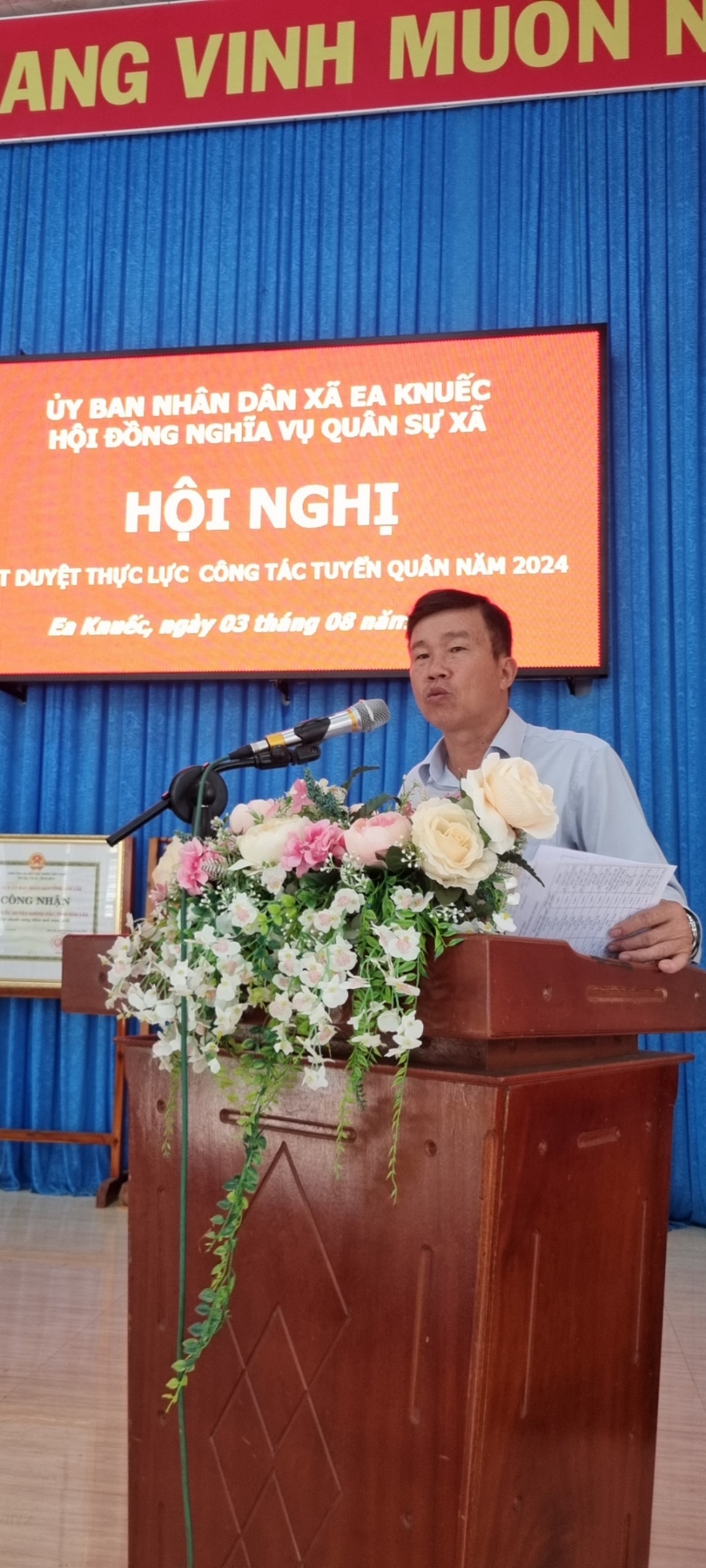 Hội đồng Nghĩa vụ Quân sự Xã Ea Knuếc Tổ chức Hội nghị xét thực lực công tác Tuyển quân Năm 2024